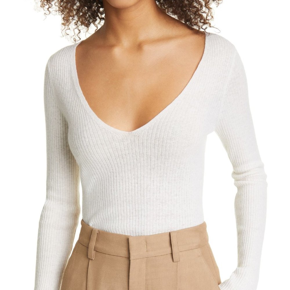 V-Neck Slim Rib Cashmere Sweater from VINCE